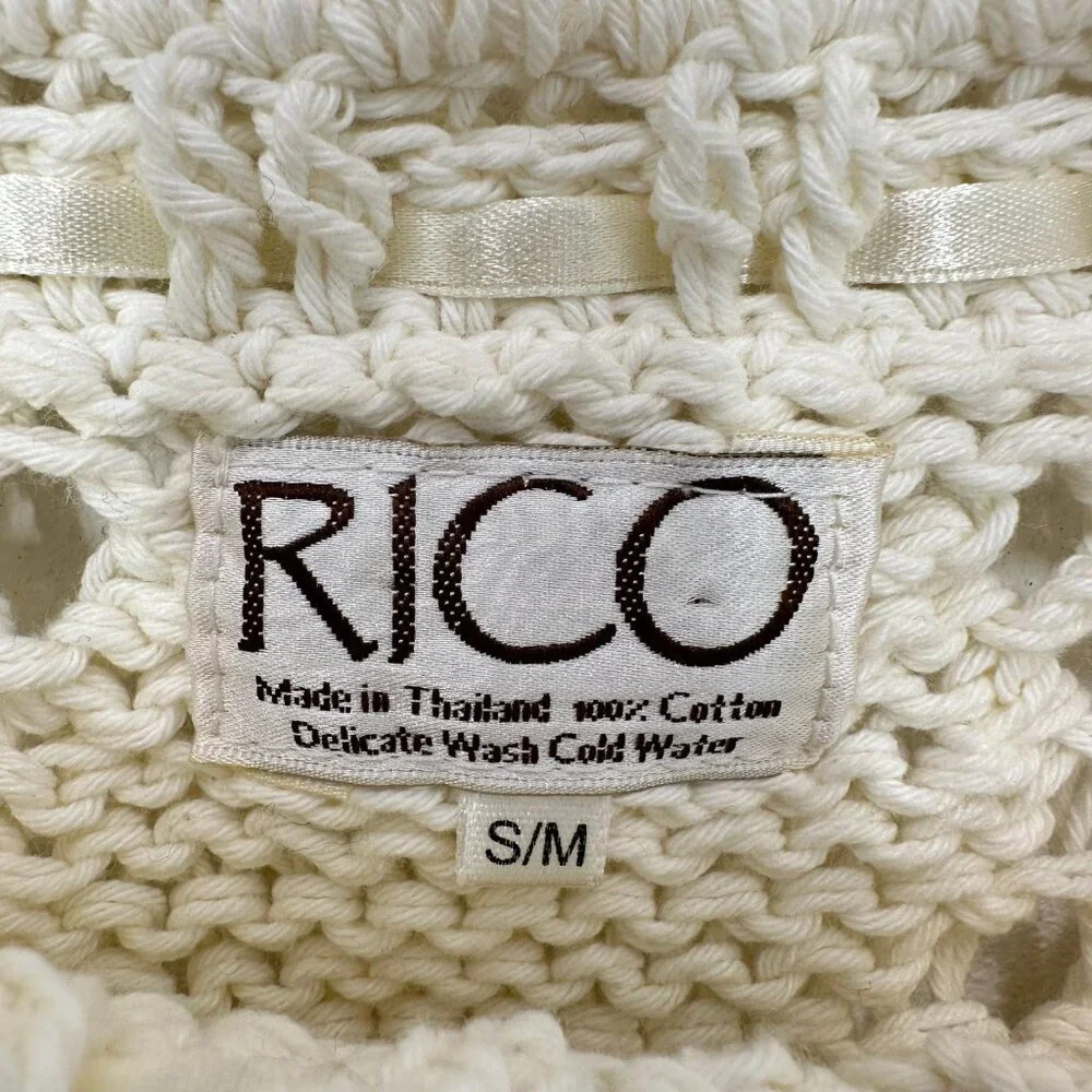 Vintage Coquette Cardigan Open Knit  Off the Shoulder Romantic Feminine M/L - Picture 6 of 6